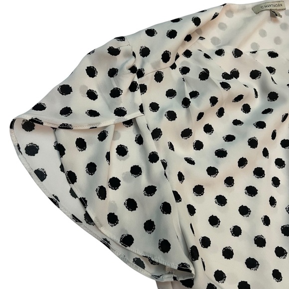 41 Hawthorn XXL Polka Dot Blouse White Black Short Sleeve Top Lined Front - Picture 6 of 10